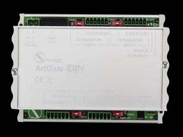 SUNDRAX Ethernet Converter ArtGate DIN 4 DMX Inputs/Outputs, 1 Ethernet Anschluss