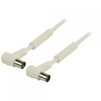 Koaxkabel 100 dB abgewinkelt Koax-Stecker - Koax-Kupplung 15.0 m Weiss