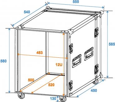 ROADINGER Rack Profi 12HE 45cm mit Rollen
