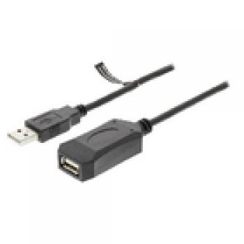 Aktive USB 2.0 Verlängerungskabel USB A male - USB A female 10.0 m Schwarz