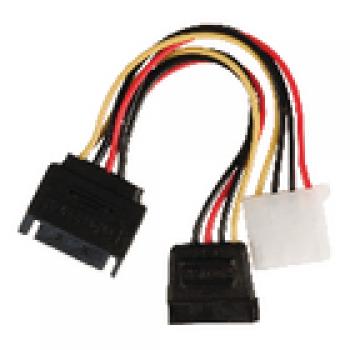 Interne Stromkabel SATA 15-poliger male - SATA 15-pol. female + Molex female 0.15 m