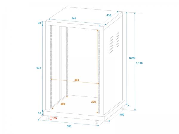 ROADINGER Stahl-Rack SR-19, 22HE