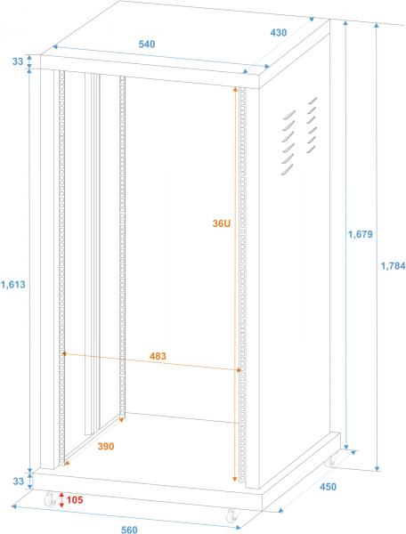 ROADINGER Stahl-Rack SR-19, 36HE