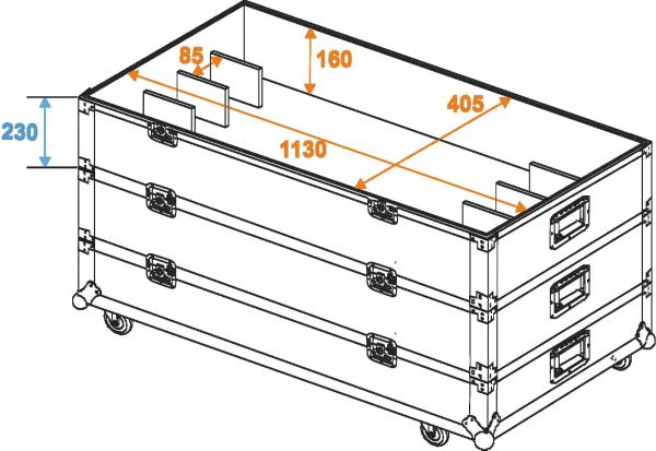 ROADINGER Flightcase 12x LED-Leiste Größe L