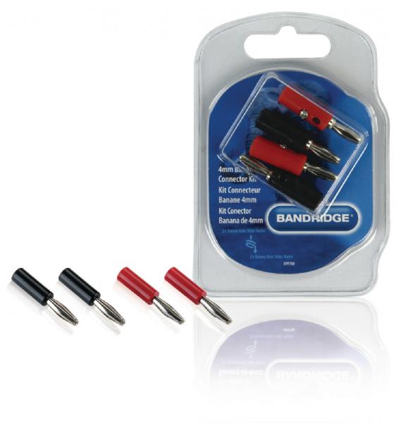 Audio-Stecker-Kit Banana Schwarz/Rot